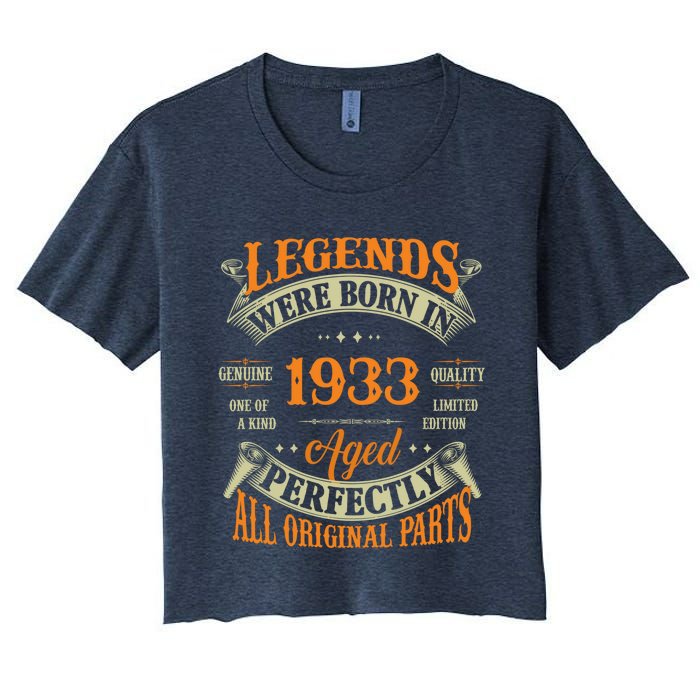 90th Birthday Tee Vintage Legends Born In 1933 90 Years Old Women's Crop Top Tee