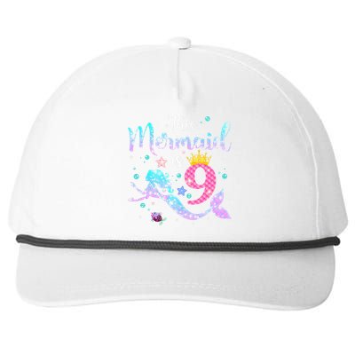 9th Birthday This Mermaid Is 9 Years Old Snapback Five-Panel Rope Hat