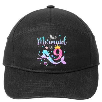 9th Birthday This Mermaid Is 9 Years Old 7-Panel Snapback Hat