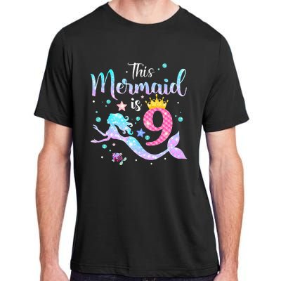 9th Birthday This Mermaid Is 9 Years Old Adult ChromaSoft Performance T-Shirt