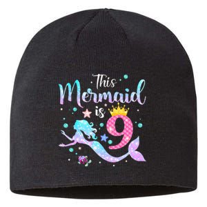 9th Birthday This Mermaid Is 9 Years Old Sustainable Beanie