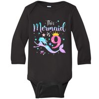 9th Birthday This Mermaid Is 9 Years Old Baby Long Sleeve Bodysuit