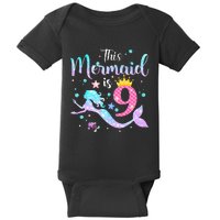 9th Birthday This Mermaid Is 9 Years Old Baby Bodysuit