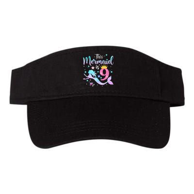 9th Birthday This Mermaid Is 9 Years Old Valucap Bio-Washed Visor