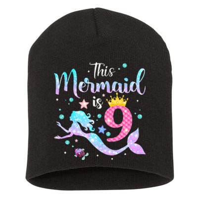 9th Birthday This Mermaid Is 9 Years Old Short Acrylic Beanie