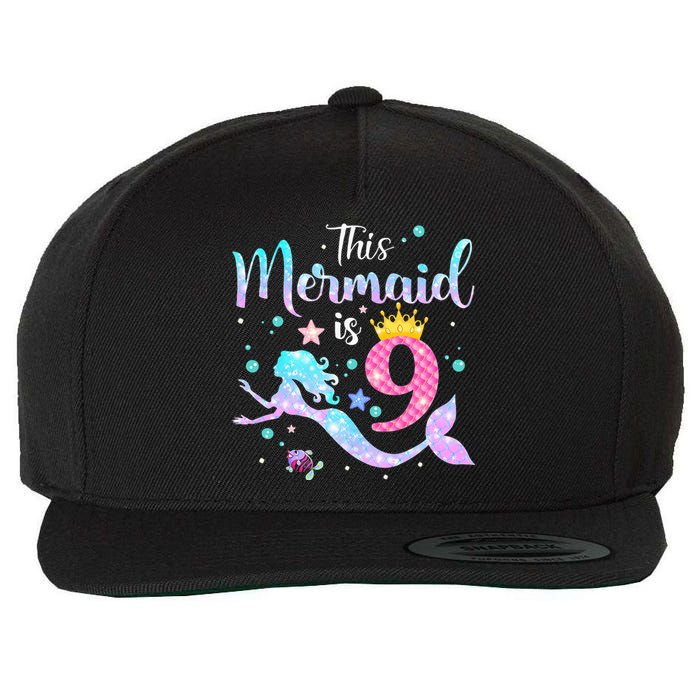 9th Birthday This Mermaid Is 9 Years Old Wool Snapback Cap