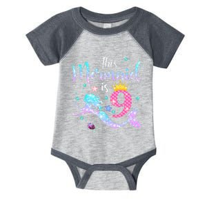 9th Birthday This Mermaid Is 9 Years Old Infant Baby Jersey Bodysuit