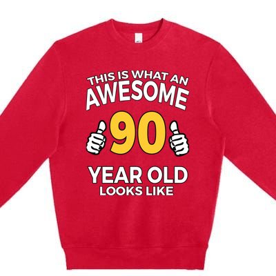 90th Birthday T Funny 90 Years Old Gifts Premium Crewneck Sweatshirt