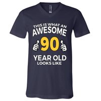 90th Birthday T Funny 90 Years Old Gifts V-Neck T-Shirt