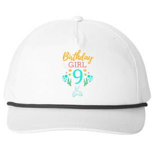 9th Birthday This Mermaid Is 9 Years Old Snapback Five-Panel Rope Hat