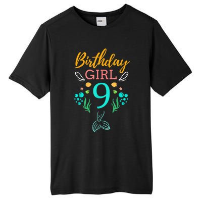 9th Birthday This Mermaid Is 9 Years Old Tall Fusion ChromaSoft Performance T-Shirt