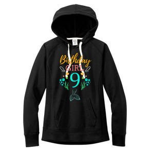 9th Birthday This Mermaid Is 9 Years Old Women's Fleece Hoodie