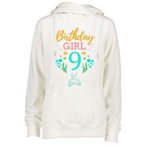 9th Birthday This Mermaid Is 9 Years Old Womens Funnel Neck Pullover Hood