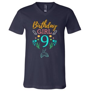 9th Birthday This Mermaid Is 9 Years Old V-Neck T-Shirt