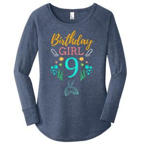 9th Birthday This Mermaid Is 9 Years Old Women's Perfect Tri Tunic Long Sleeve Shirt