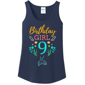 9th Birthday This Mermaid Is 9 Years Old Ladies Essential Tank