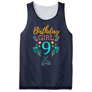 9th Birthday This Mermaid Is 9 Years Old Mesh Reversible Basketball Jersey Tank