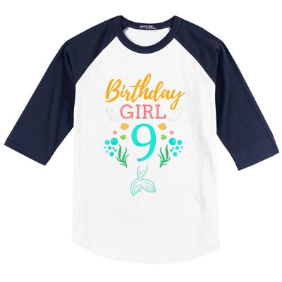 9th Birthday This Mermaid Is 9 Years Old Baseball Sleeve Shirt