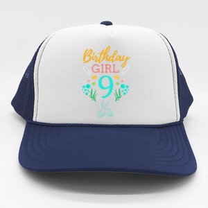 9th Birthday This Mermaid Is 9 Years Old Trucker Hat