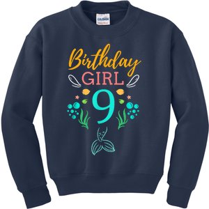 9th Birthday This Mermaid Is 9 Years Old Kids Sweatshirt