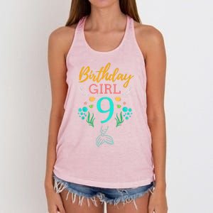 9th Birthday This Mermaid Is 9 Years Old Women's Knotted Racerback Tank