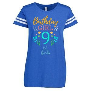 9th Birthday This Mermaid Is 9 Years Old Enza Ladies Jersey Football T-Shirt