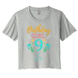 9th Birthday This Mermaid Is 9 Years Old Women's Crop Top Tee