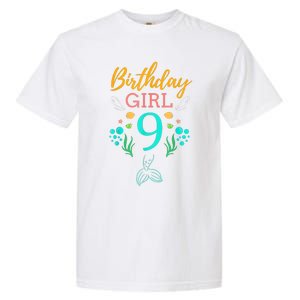 9th Birthday This Mermaid Is 9 Years Old Garment-Dyed Heavyweight T-Shirt