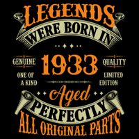 90th Birthday Tee Vintage Legends Born In 1933 90 Years Old Backpack