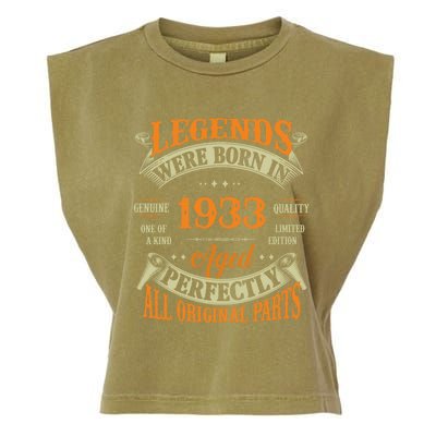 90th Birthday Tee Vintage Legends Born In 1933 90 Years Old Garment-Dyed Women's Muscle Tee