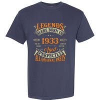 90th Birthday Tee Vintage Legends Born In 1933 90 Years Old Garment-Dyed Heavyweight T-Shirt