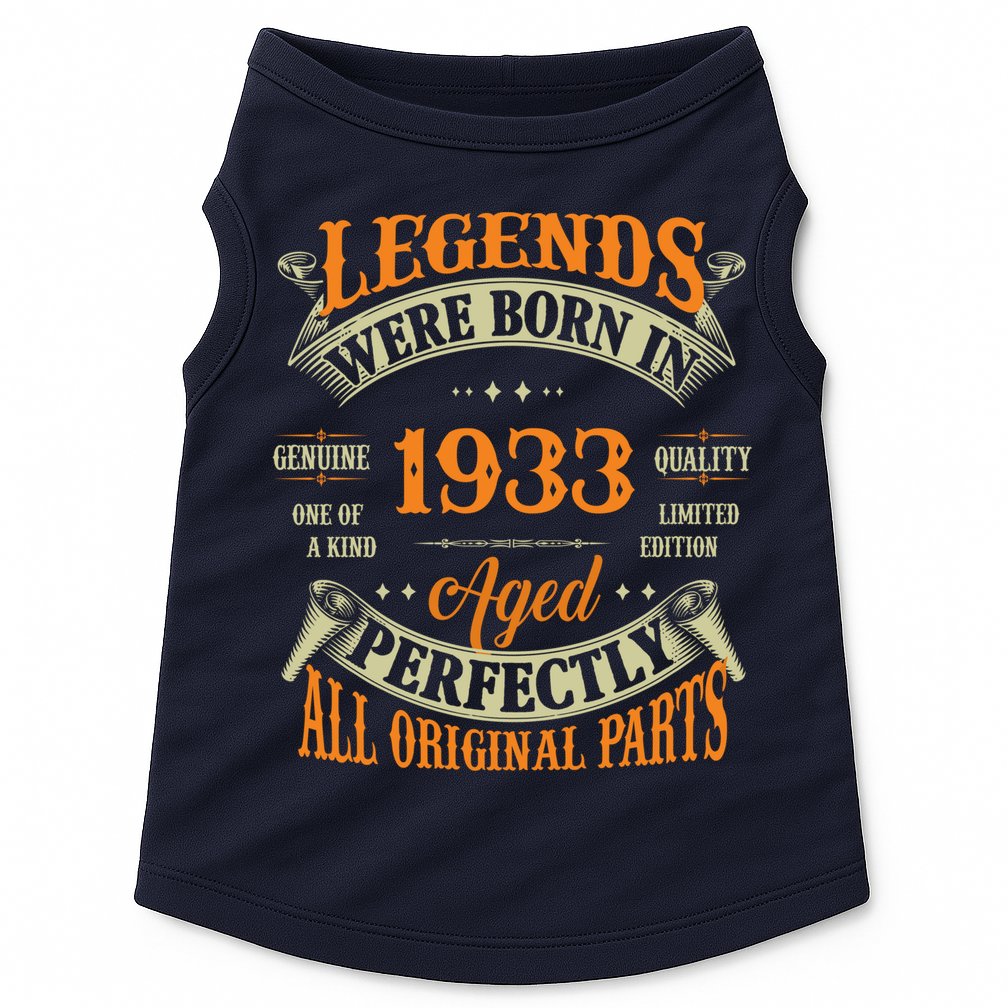 90th Birthday Tee Vintage Legends Born In 1933 90 Years Old Doggie Tank