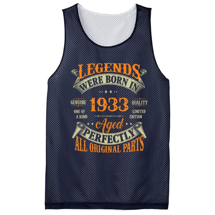 90th Birthday Tee Vintage Legends Born In 1933 90 Years Old Mesh Reversible Basketball Jersey Tank