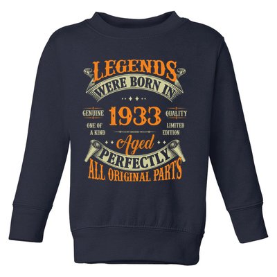 90th Birthday Tee Vintage Legends Born In 1933 90 Years Old Toddler Sweatshirt