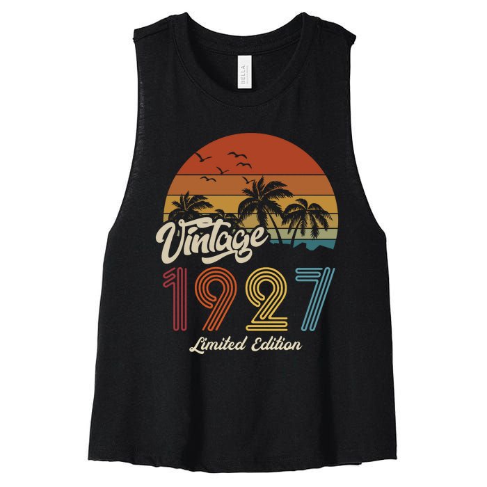 96th Birthday Vintage Limited Edition 1927 Women's Racerback Cropped Tank