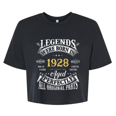 95th Birthday Vintage Legends Born In 1928 95 Years Old Bella+Canvas Jersey Crop Tee