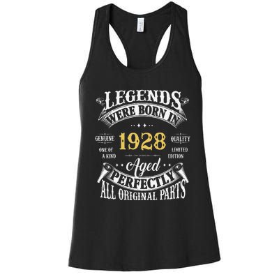 95th Birthday Vintage Legends Born In 1928 95 Years Old Women's Racerback Tank