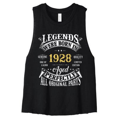 95th Birthday Vintage Legends Born In 1928 95 Years Old Women's Racerback Cropped Tank