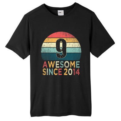 9th Birthday Vintage Retro 9 Years Old Awesome Since 2014 Tall Fusion ChromaSoft Performance T-Shirt