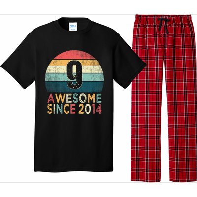 9th Birthday Vintage Retro 9 Years Old Awesome Since 2014 Pajama Set