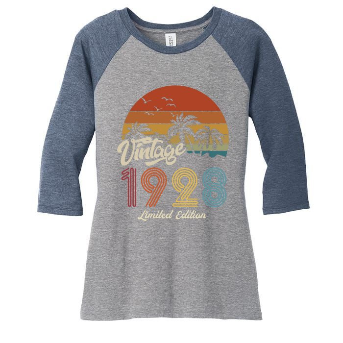 95th Birthday Vintage Limited Edition 1928 Women's Tri-Blend 3/4-Sleeve Raglan Shirt