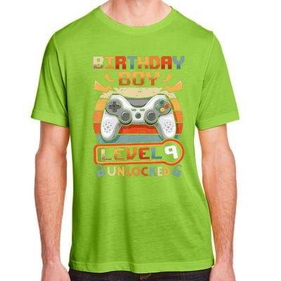 9Th Birthday  Vintage Video Gamer Level 9 Unlocked Adult ChromaSoft Performance T-Shirt