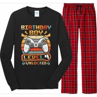 9Th Birthday  Vintage Video Gamer Level 9 Unlocked Long Sleeve Pajama Set