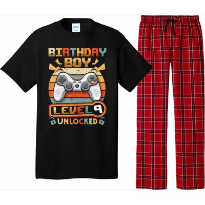 9Th Birthday  Vintage Video Gamer Level 9 Unlocked Pajama Set