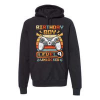 9Th Birthday  Vintage Video Gamer Level 9 Unlocked Premium Hoodie