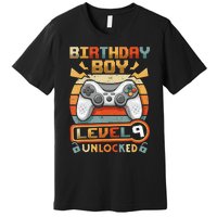 9Th Birthday  Vintage Video Gamer Level 9 Unlocked Premium T-Shirt