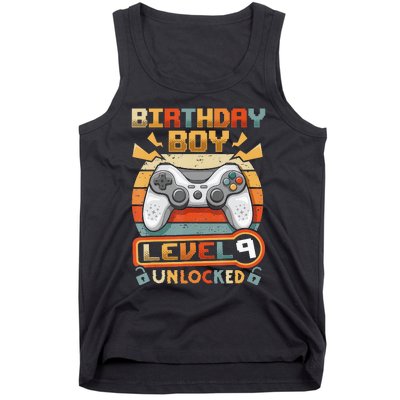 9Th Birthday  Vintage Video Gamer Level 9 Unlocked Tank Top