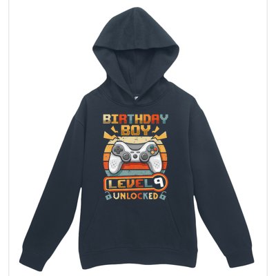 9Th Birthday  Vintage Video Gamer Level 9 Unlocked Urban Pullover Hoodie