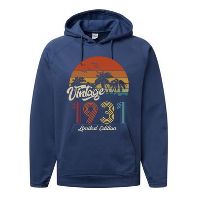 92rd Birthday Vintage Limited Edition 1931 Performance Fleece Hoodie