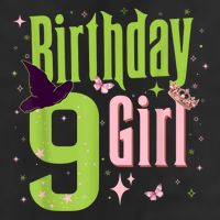 9th Birthday Witch Pi Nk And Green 9 Year Old Birthday Girl 7 Panel Mesh Trucker Snapback Hat